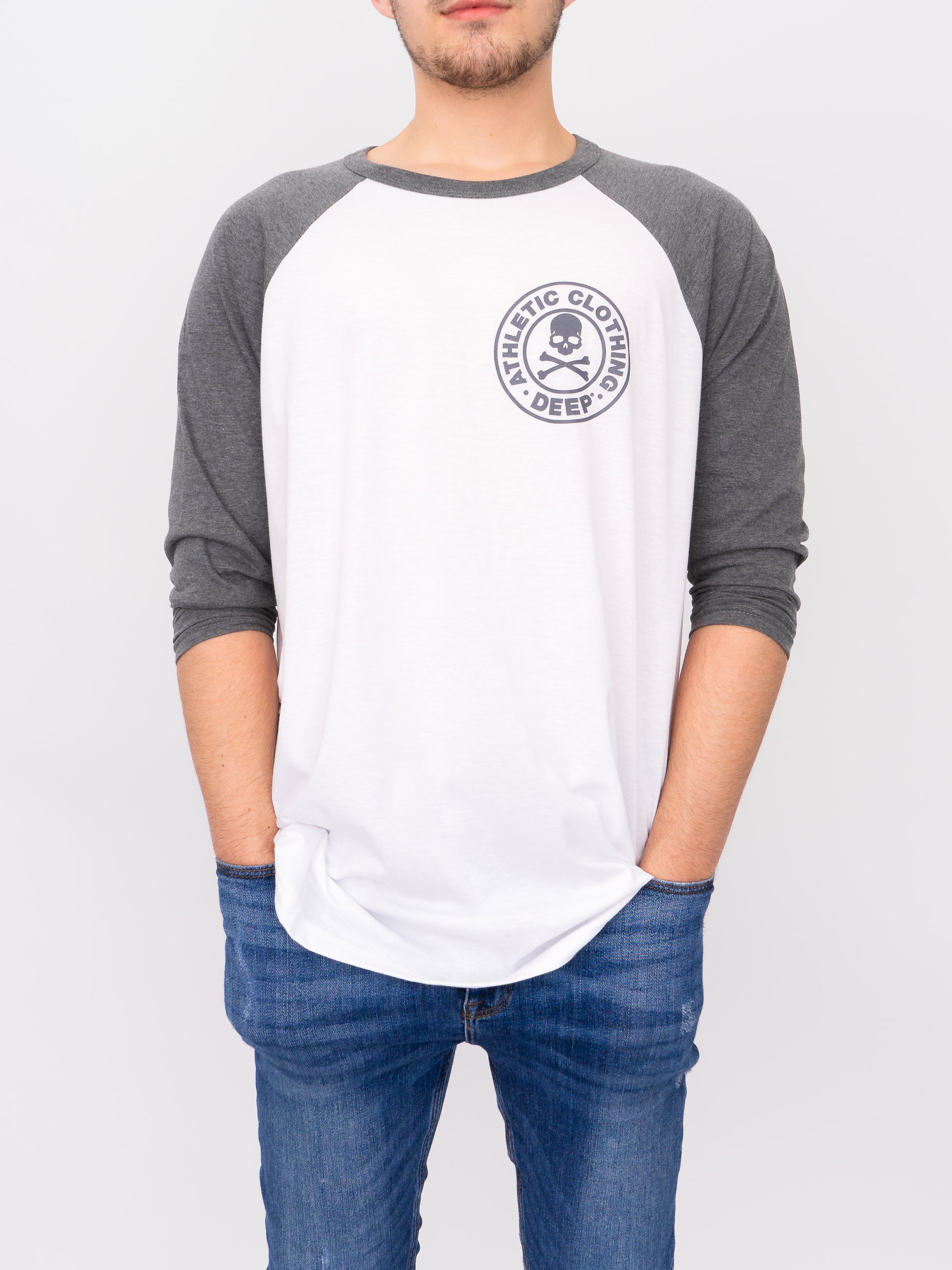 Athletic Baseball T-Shirt - Grey - DEEP Clothing