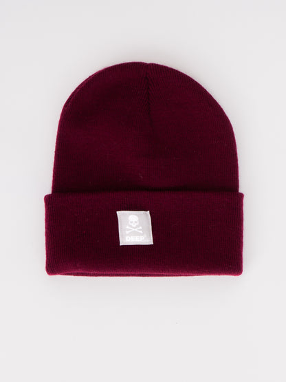 Crossbones Beanie Hat - White - DEEP Clothing