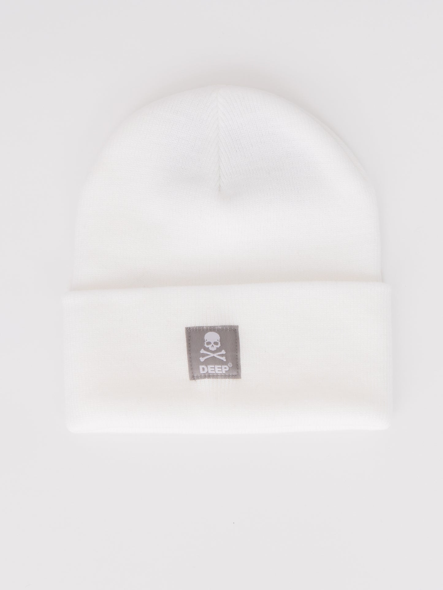 Crossbones Beanie Hat - White - DEEP Clothing
