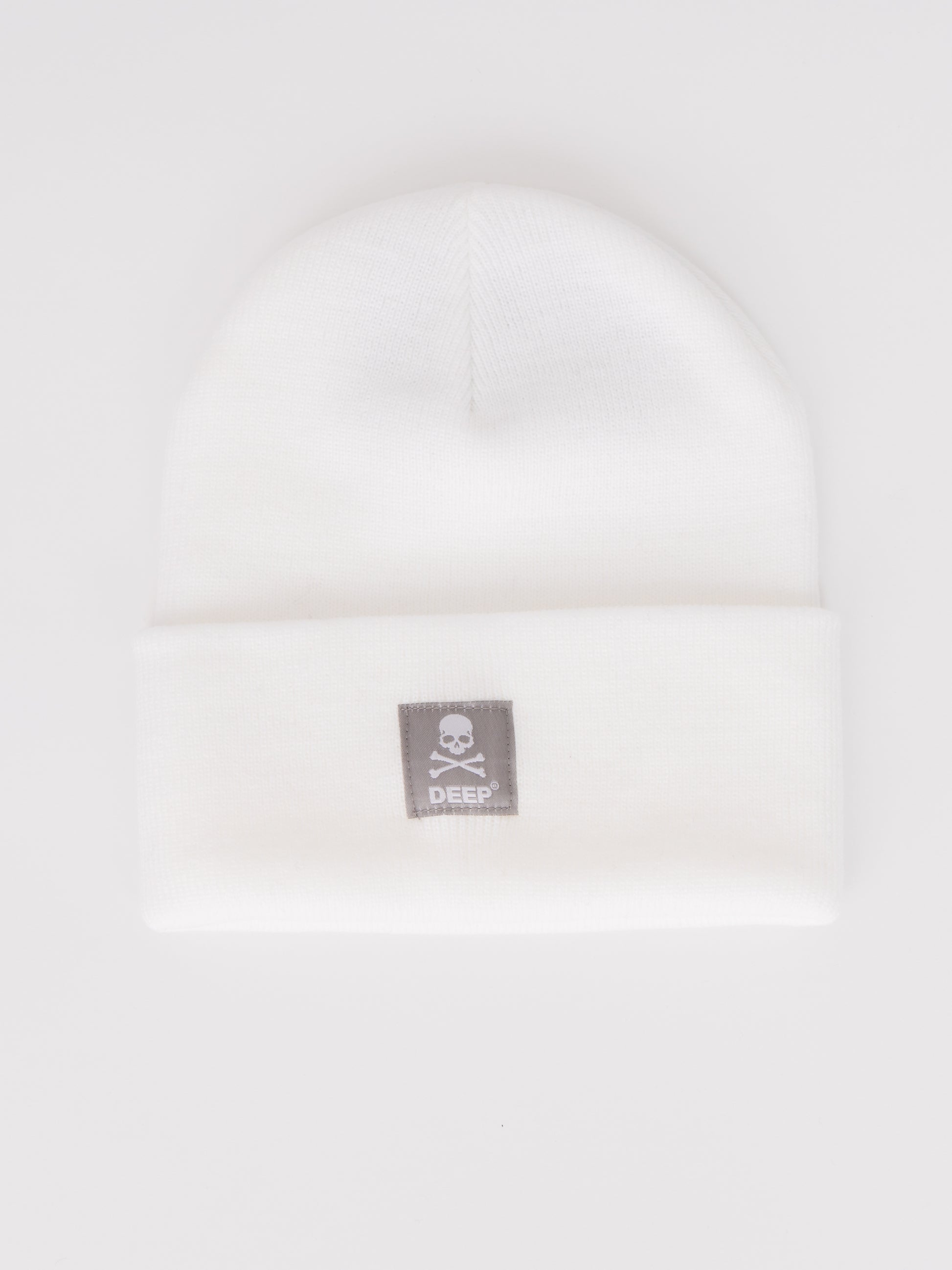 Crossbones Beanie Hat - White - DEEP Clothing