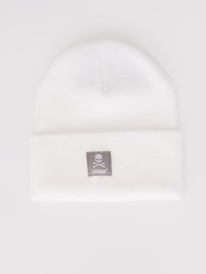 Crossbones Beanie Hat - White - DEEP Clothing
