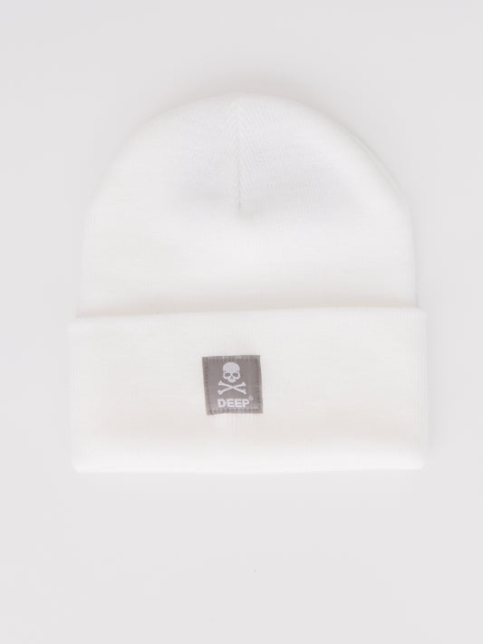 Crossbones Beanie Hat - White - DEEP Clothing