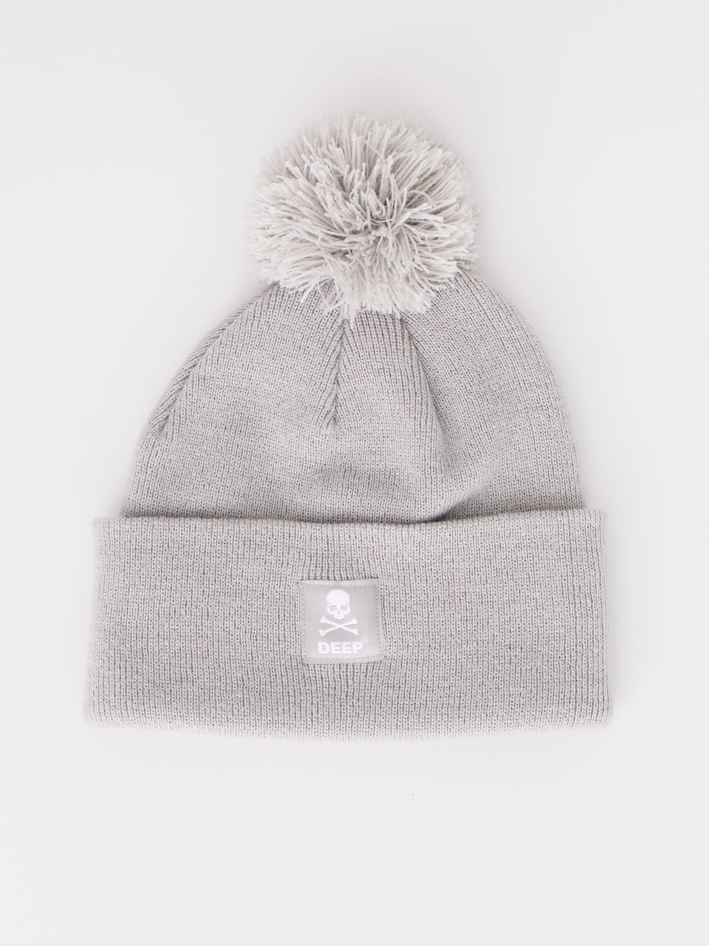 Crossbones Bobble Hat - Grey - DEEP Clothing