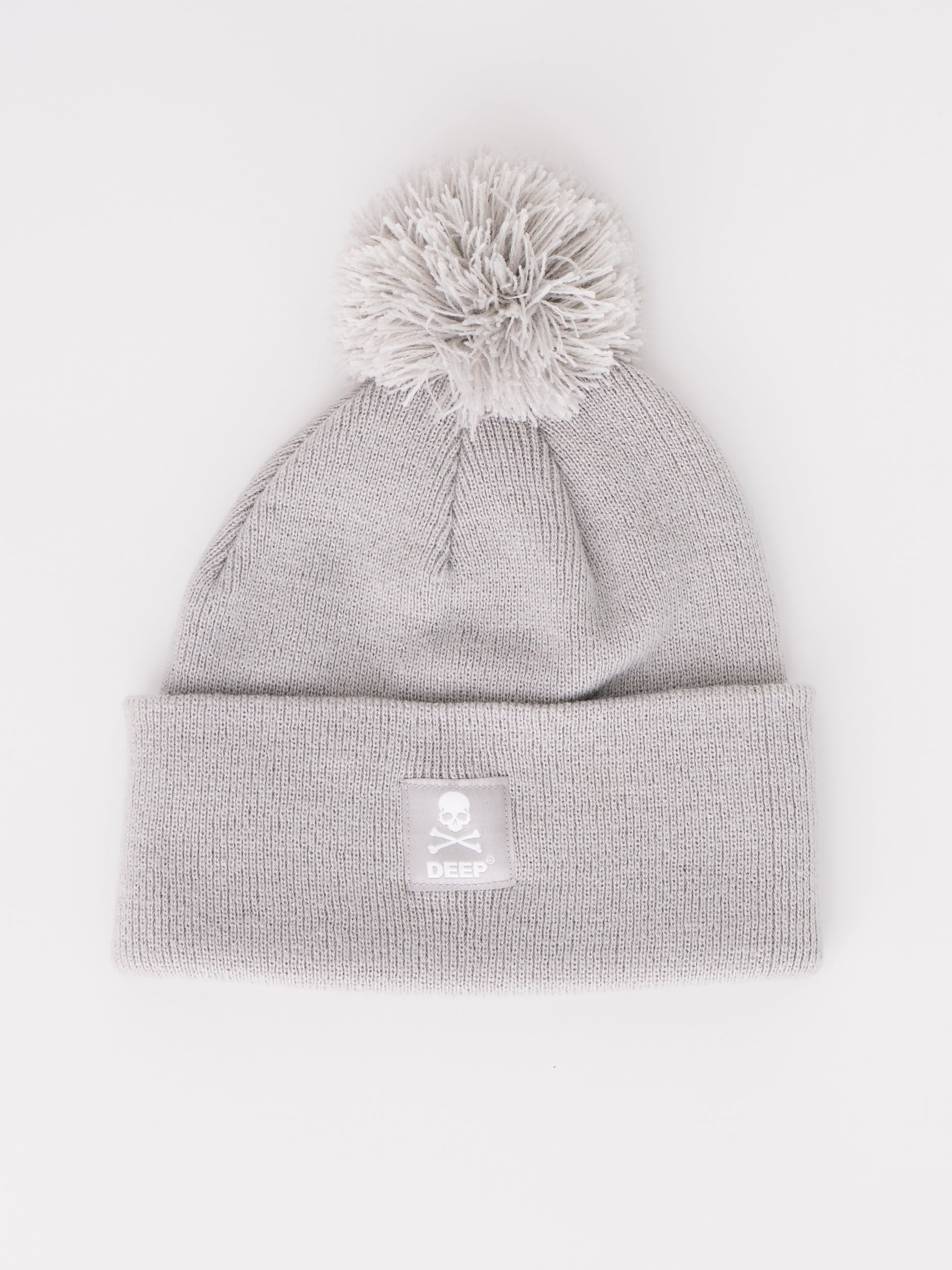 Crossbones Bobble Hat - Grey - DEEP Clothing