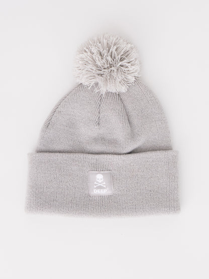 Crossbones Bobble Hat - Grey - DEEP Clothing