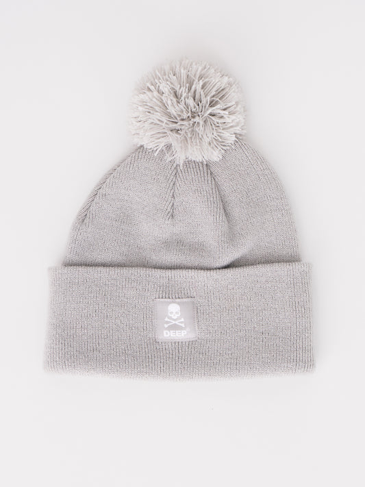 Crossbones Bobble Hat - Grey - DEEP Clothing