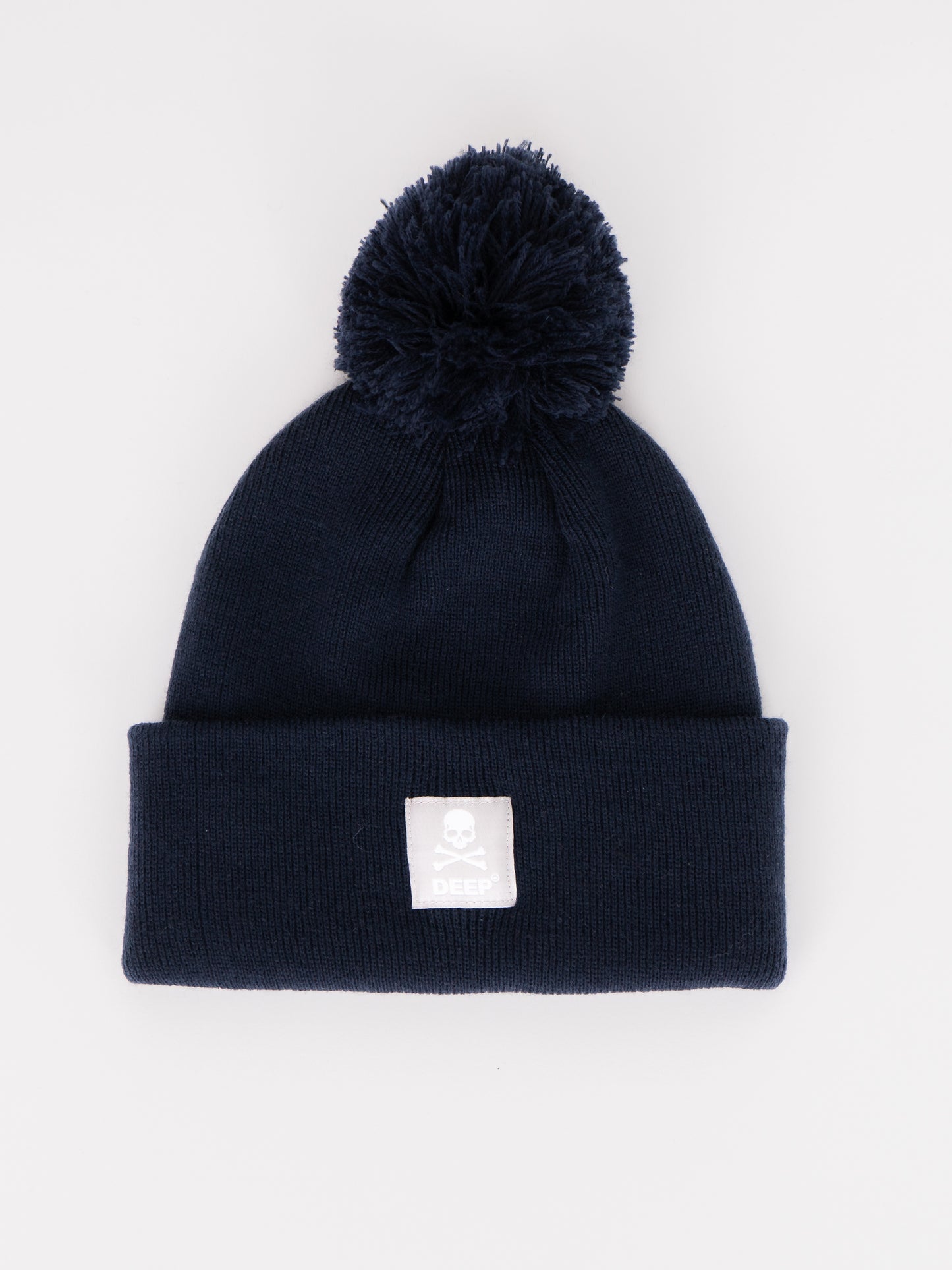 Crossbones Bobble Hat - French Navy - DEEP Clothing