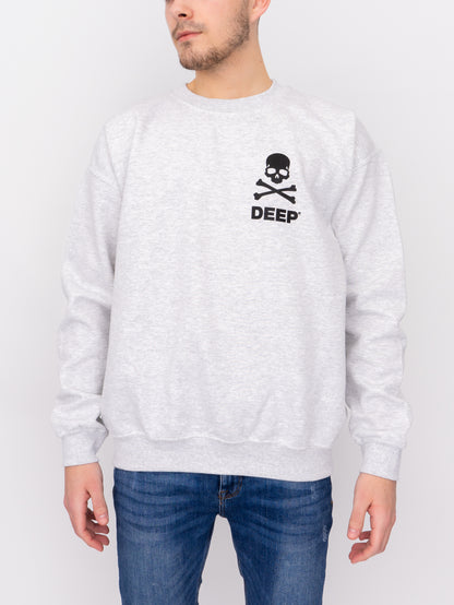 Crossbones Crew Neck Sweatshirt - Ash Grey - DEEP Clothing