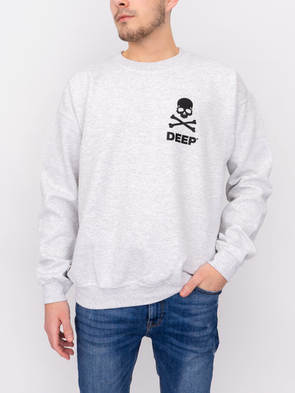 Crossbones Crew Neck Sweatshirt - Ash Grey - DEEP Clothing