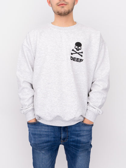 Crossbones Crew Neck Sweatshirt - Ash Grey - DEEP Clothing
