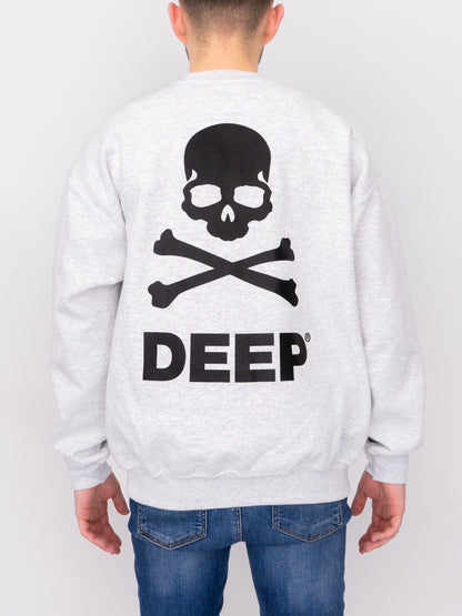 Crossbones Crew Neck Sweatshirt - Ash Grey - DEEP Clothing