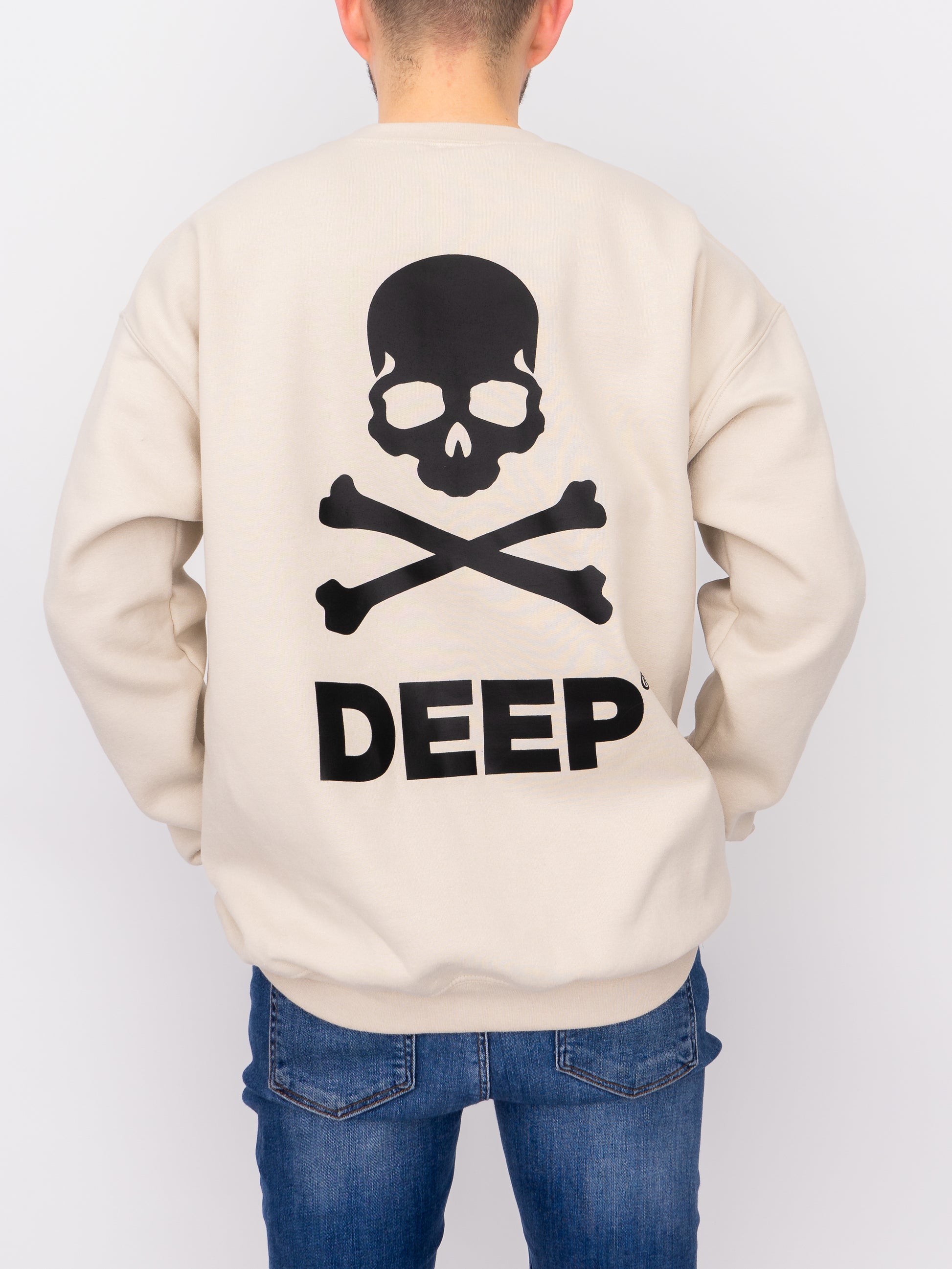 Crossbones Crew Neck Sweatshirt - Sand / Black - DEEP Clothing