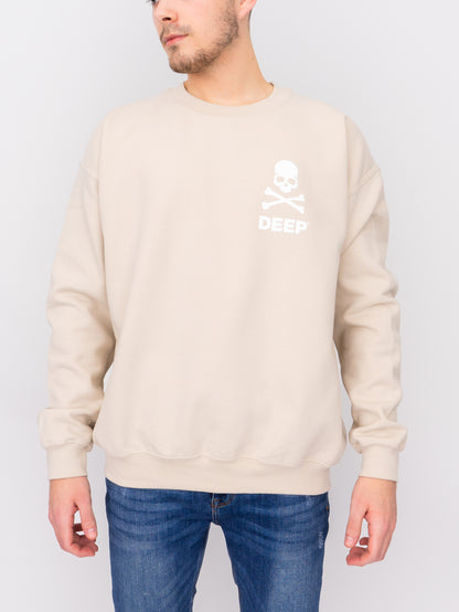 Crossbones Crew Neck Sweatshirt - Sand - DEEP Clothing