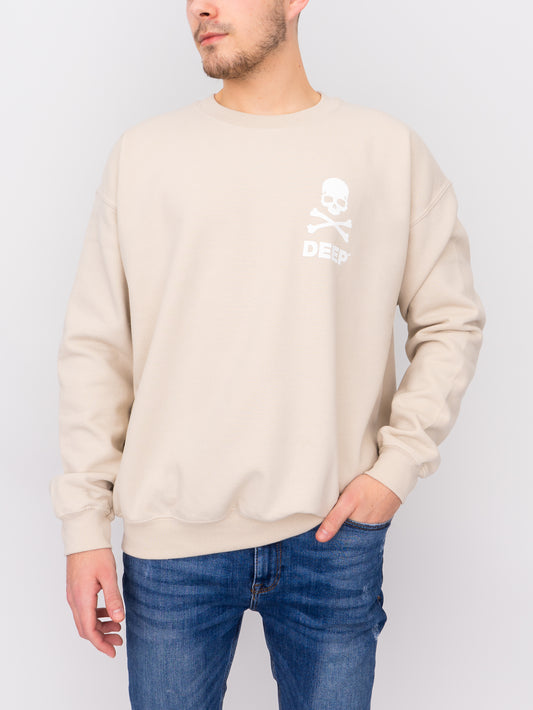 Crossbones Crew Neck Sweatshirt - Sand - DEEP Clothing