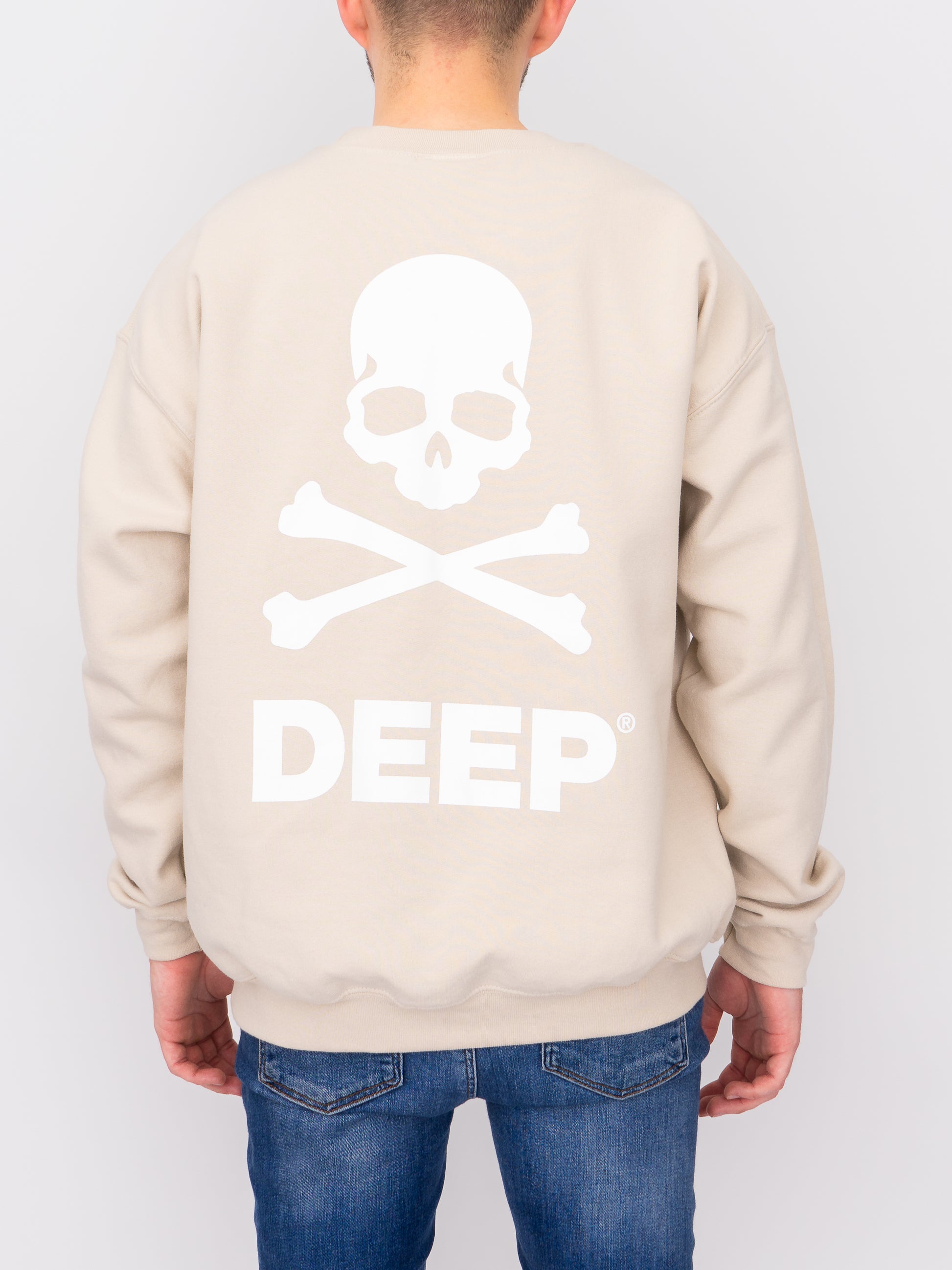 Crossbones Crew Neck Sweatshirt - Sand - DEEP Clothing