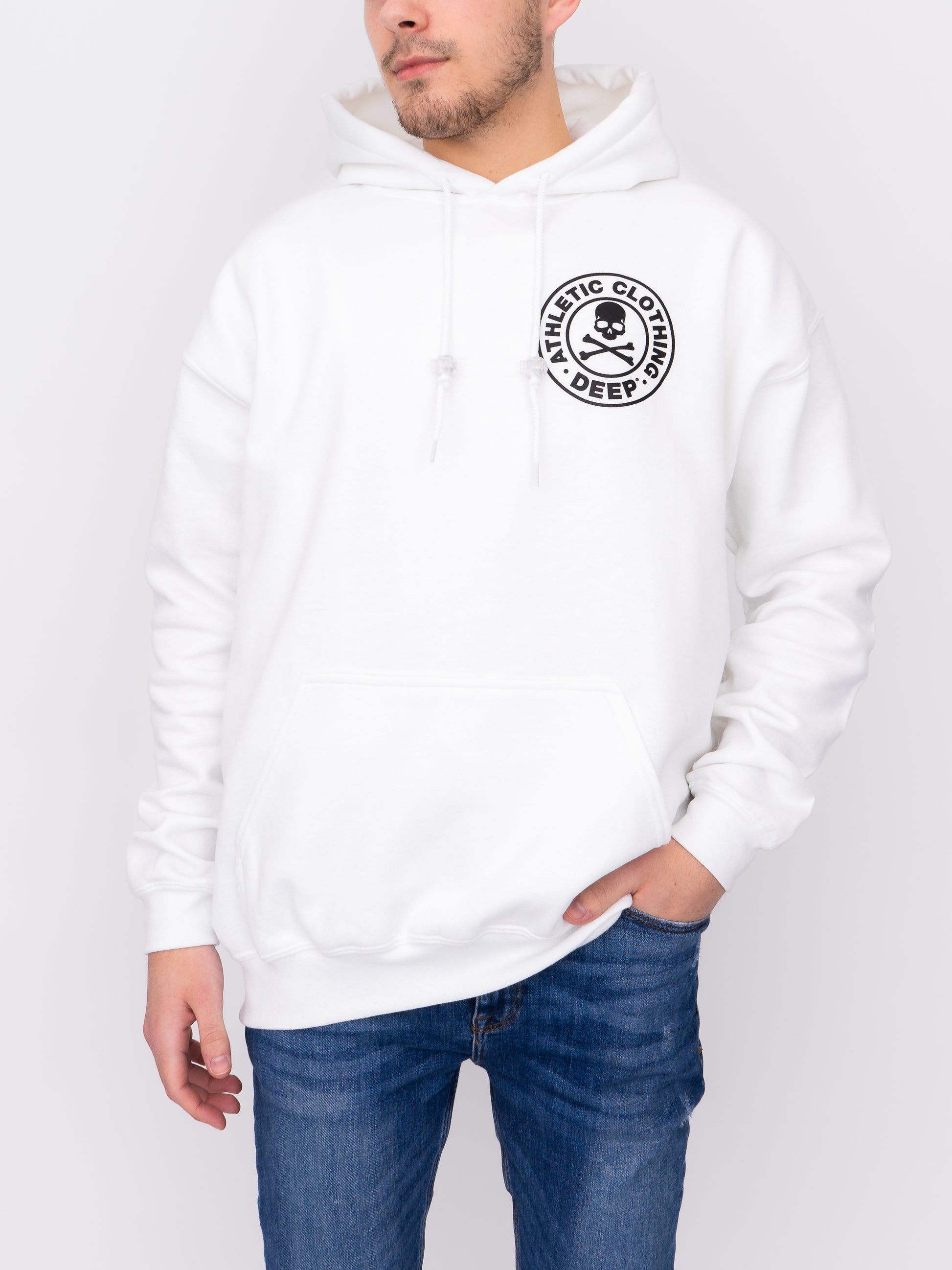 Athletic Hooded Sweatshirt in White DEEP Clothing