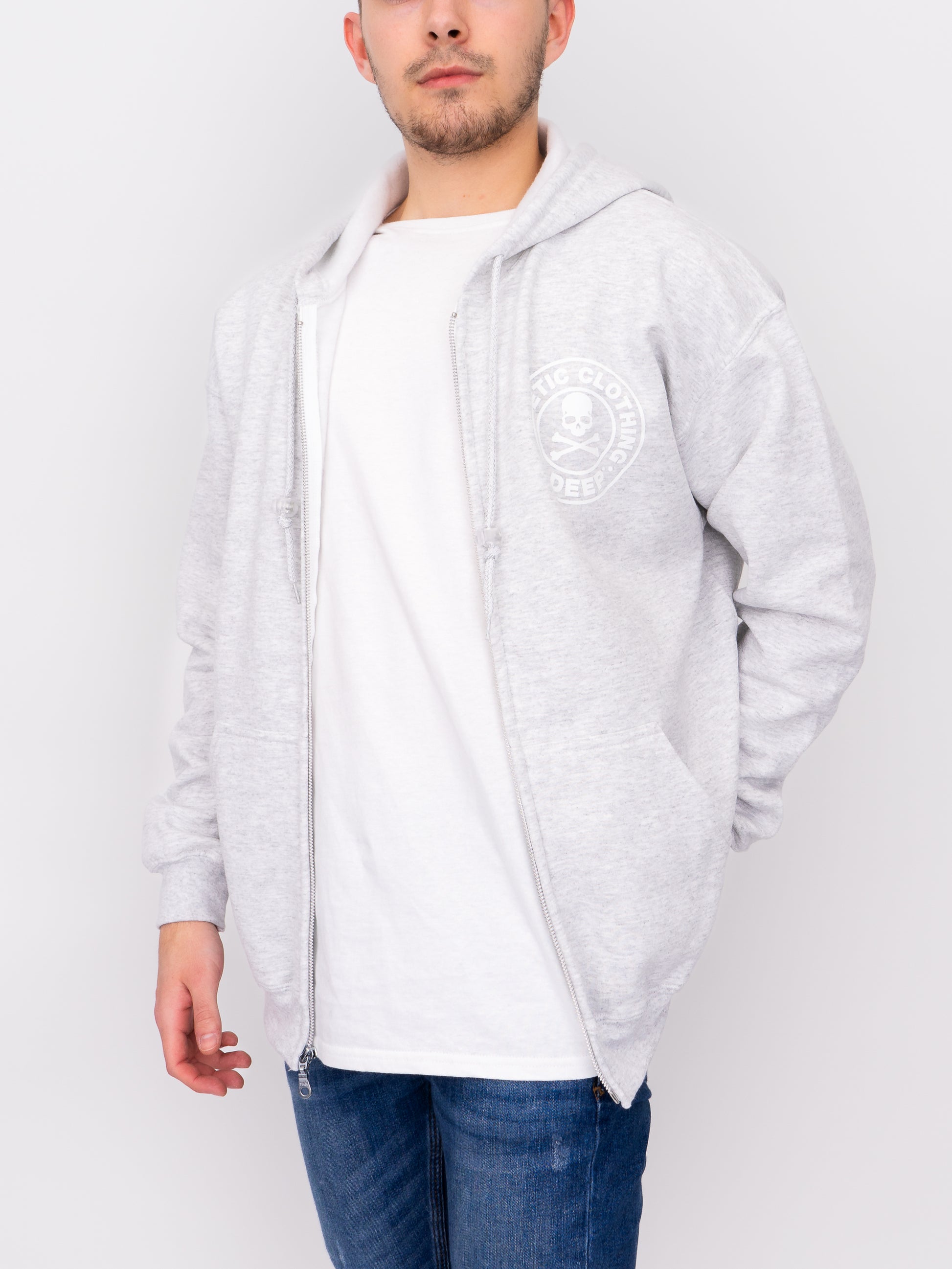 Athletic Hooded Sweatshirt (Zip) - Ash Grey - DEEP Clothing
