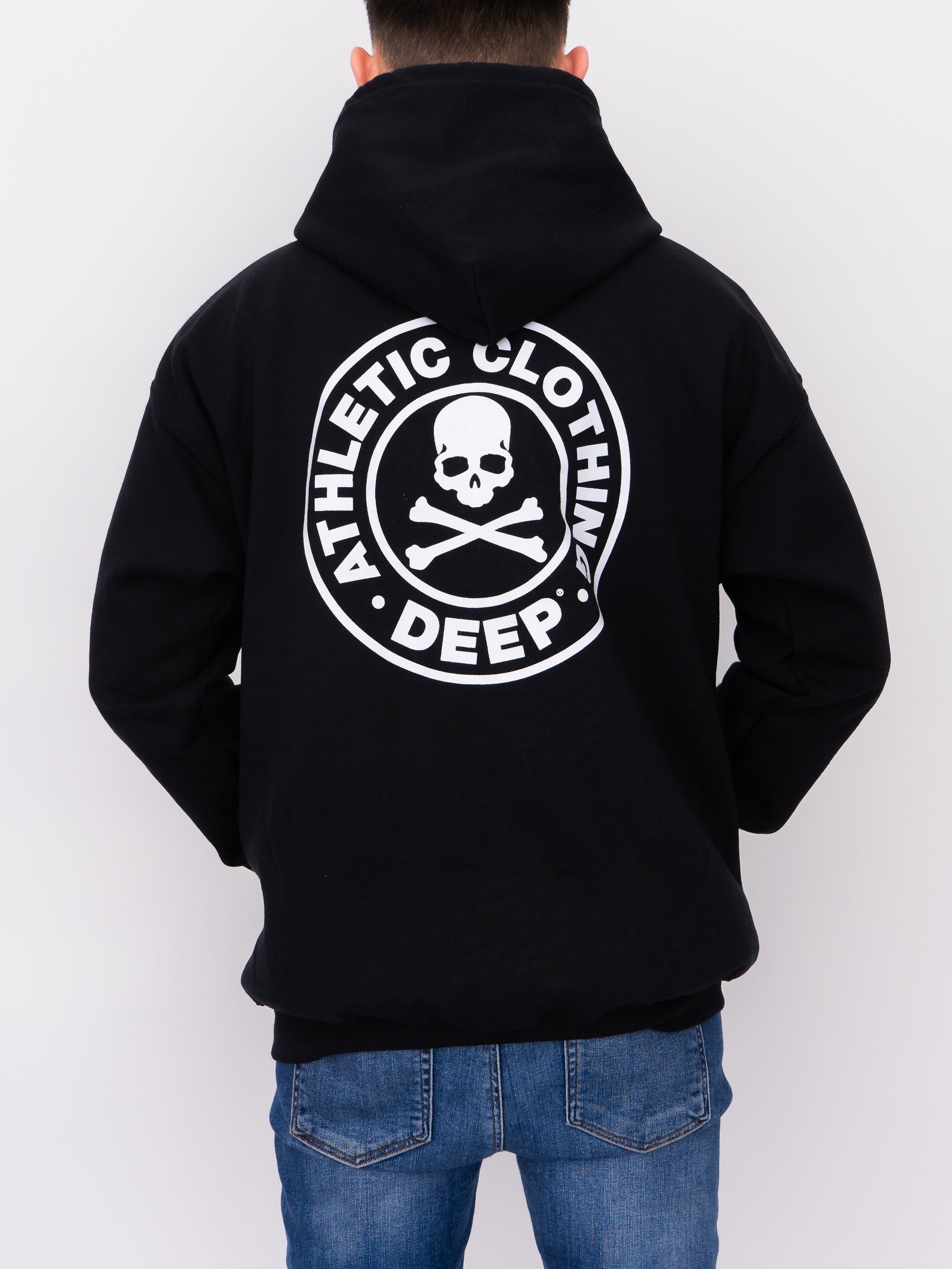 Athletic Hooded Sweatshirt (Zip) - Black - DEEP Clothing