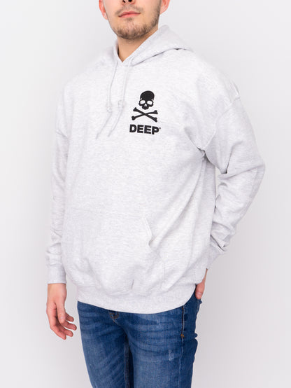 Crossbones Hooded Sweatshirt - Ash Grey - DEEP Clothing