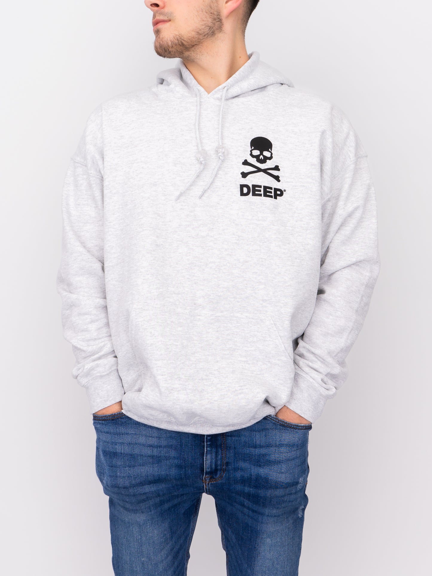 Crossbones Hooded Sweatshirt - Ash Grey - DEEP Clothing