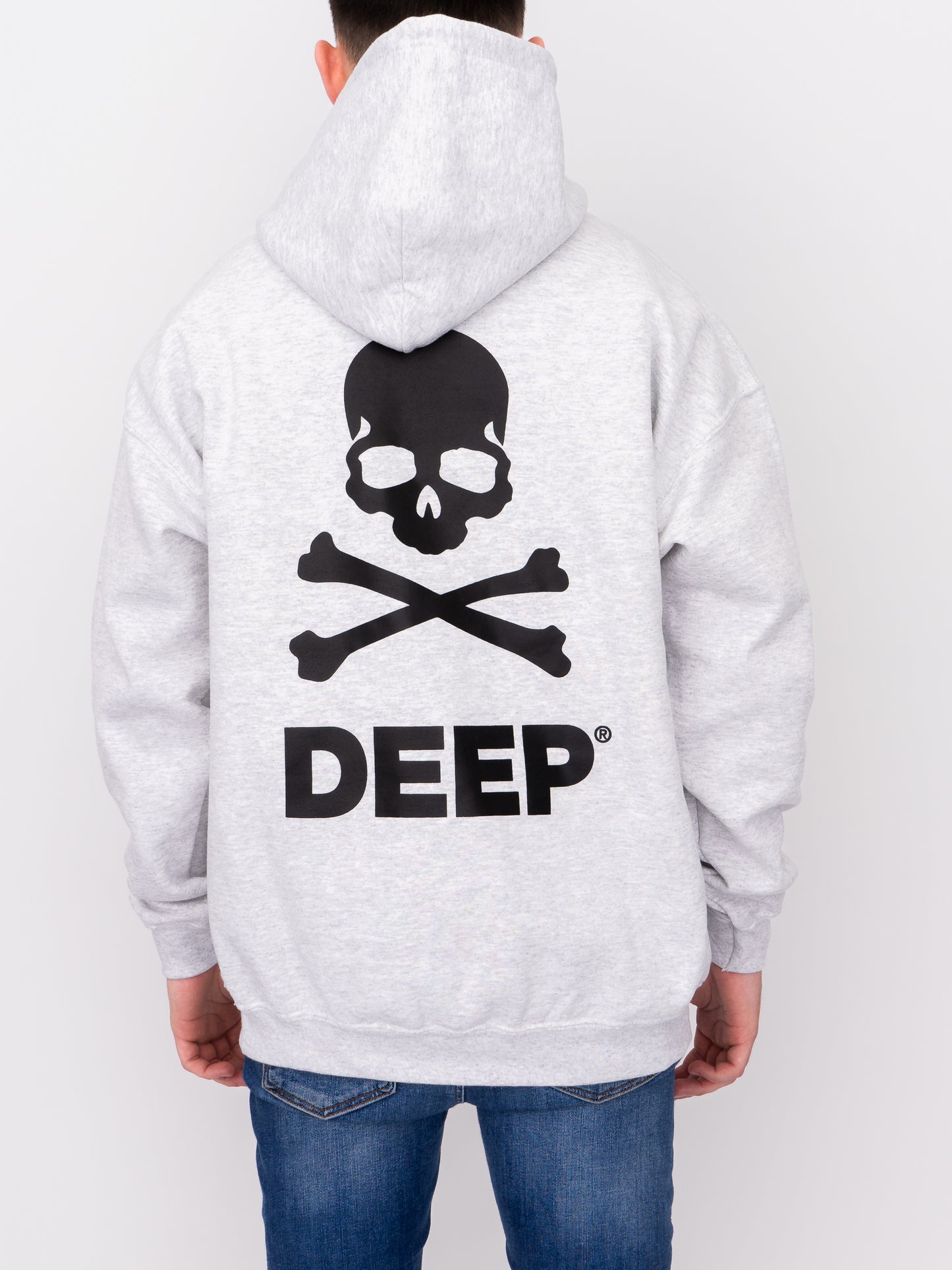 Crossbones Hooded Sweatshirt - Ash Grey - DEEP Clothing
