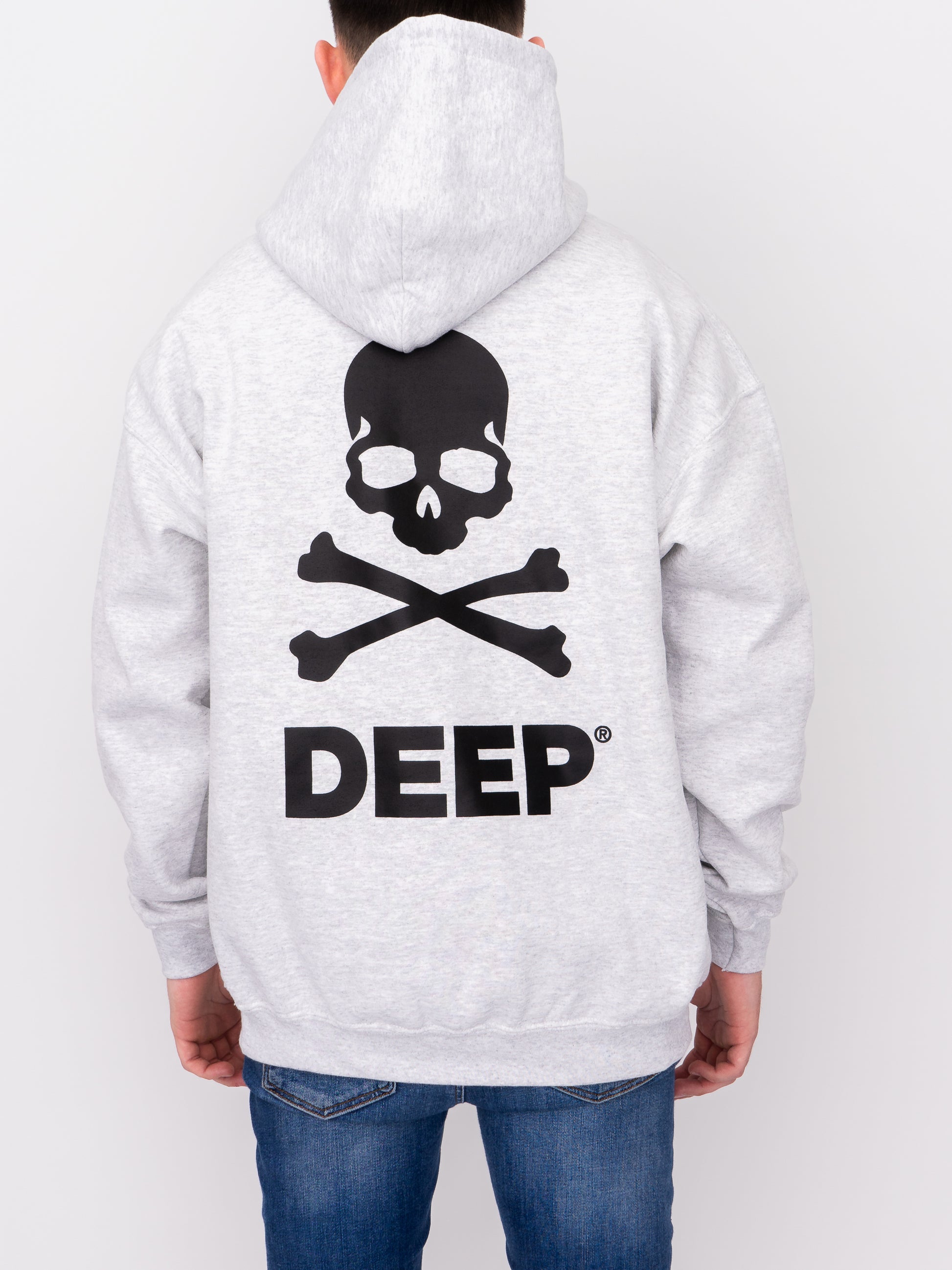 Crossbones Hooded Sweatshirt - Ash Grey - DEEP Clothing