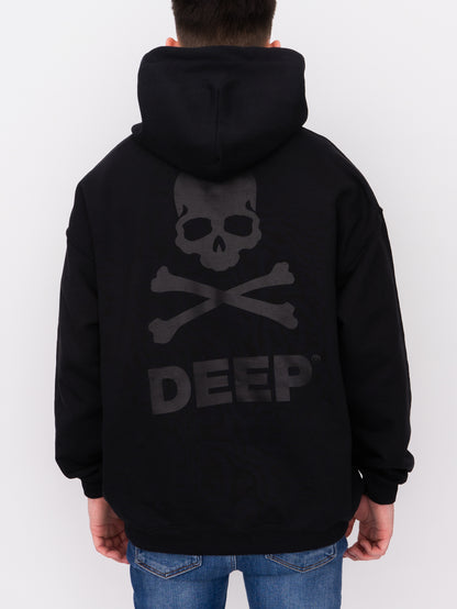 Crossbones Hooded Sweatshirt - Black / Black - DEEP Clothing