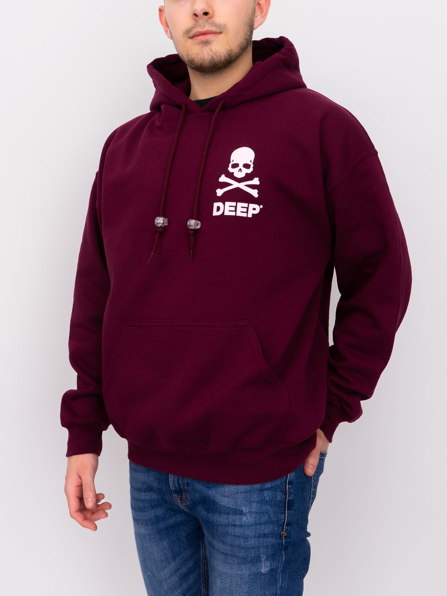 Crossbones Hooded Sweatshirt - Maroon - DEEP Clothing