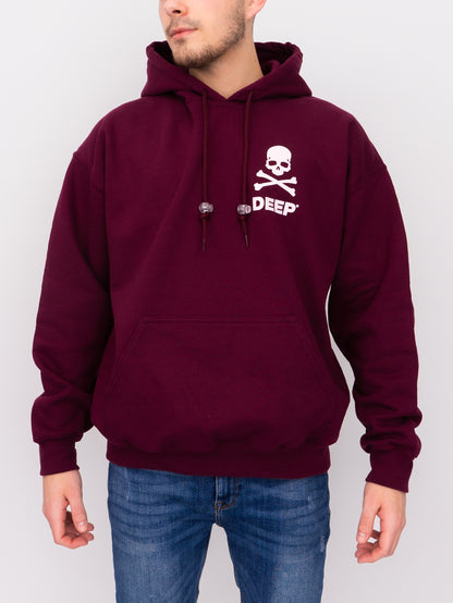 Crossbones Hooded Sweatshirt - Maroon - DEEP Clothing