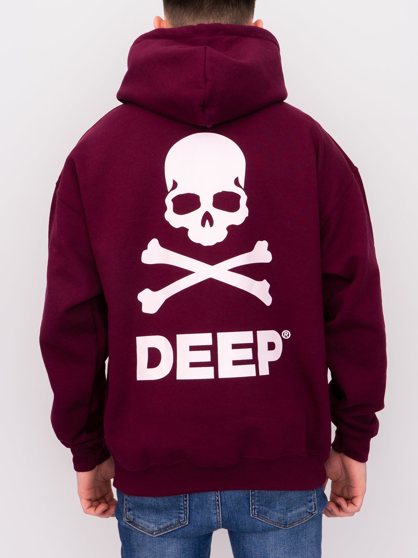 Crossbones Hooded Sweatshirt - Maroon - DEEP Clothing