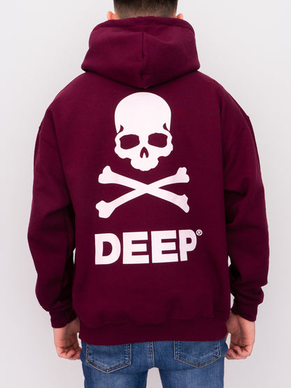 Crossbones Hooded Sweatshirt - Maroon - DEEP Clothing