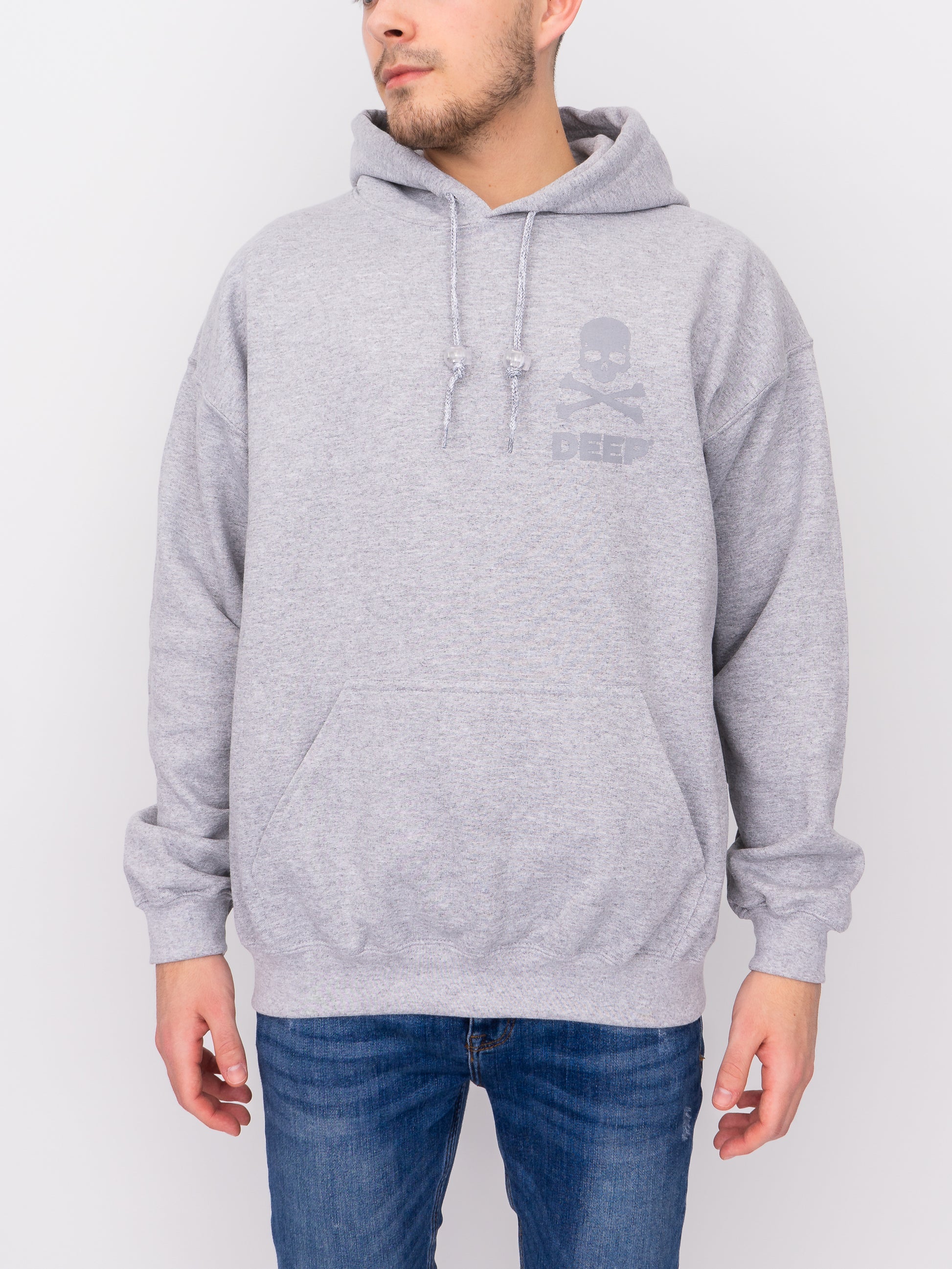 Crossbones Hooded Sweatshirt - Sport Grey - Grey - DEEP Clothing