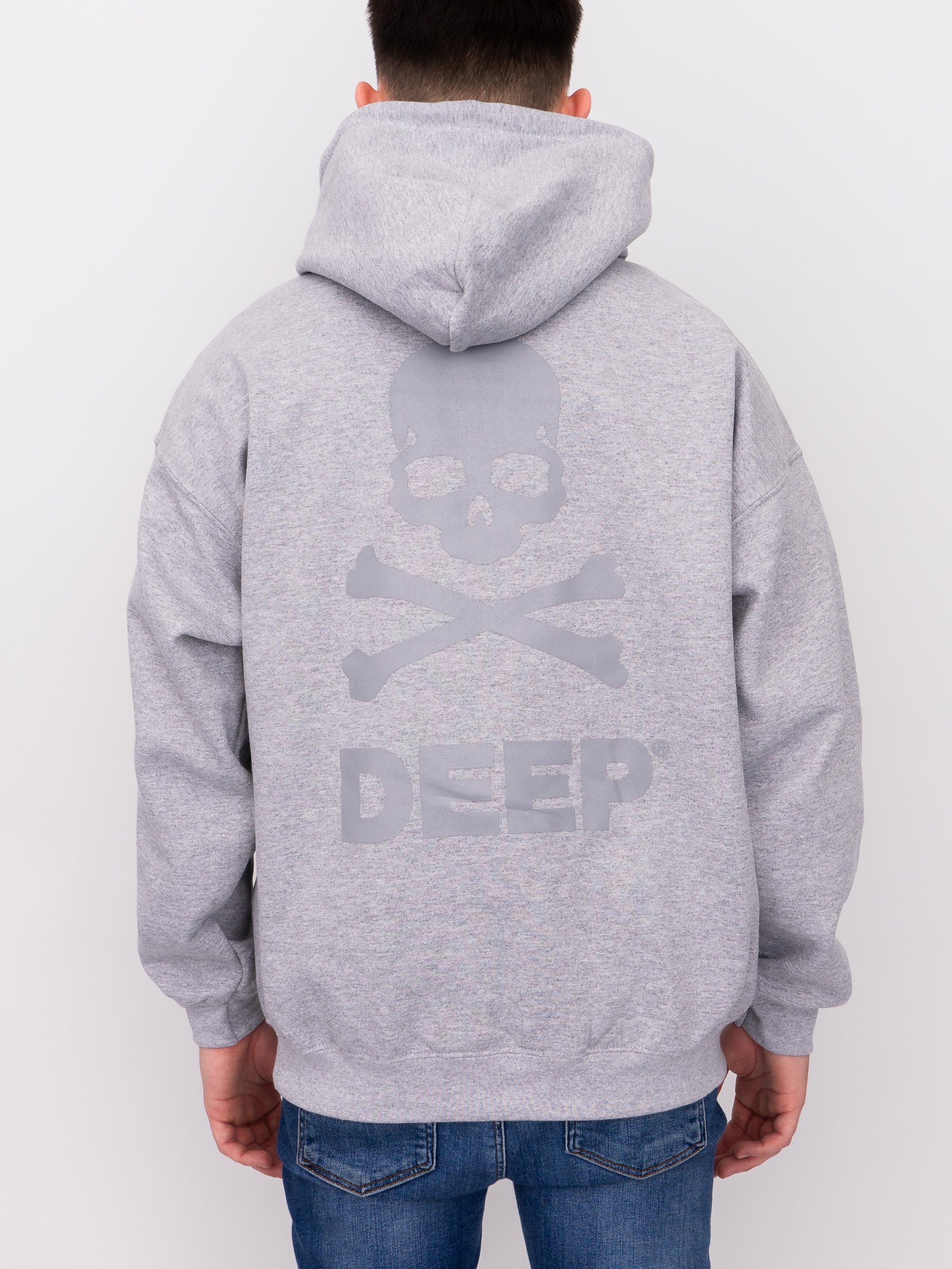 Crossbones Hooded Sweatshirt - Sport Grey - Grey - DEEP Clothing