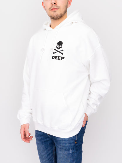 Crossbones Hooded Sweatshirt - White - DEEP Clothing
