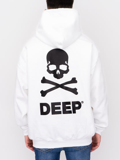 Crossbones Hooded Sweatshirt - White - DEEP Clothing