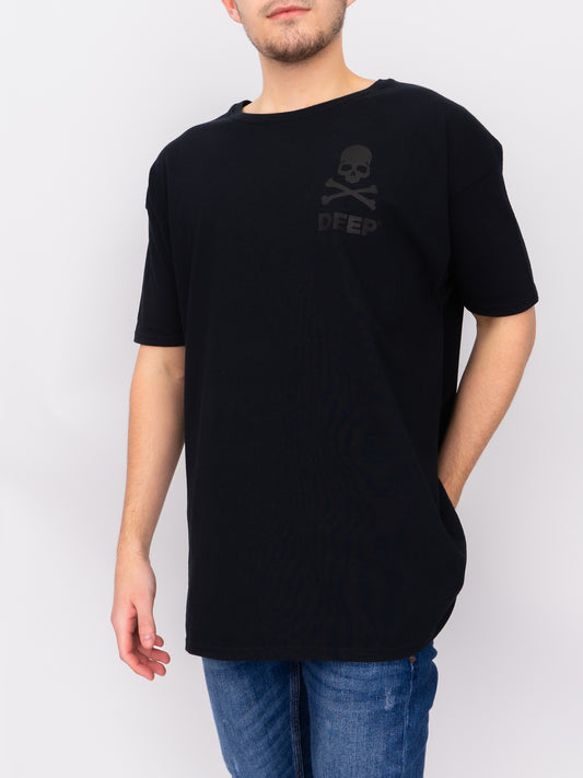 Crossbones Oversize T-Shirt - Black / Black - DEEP Clothing