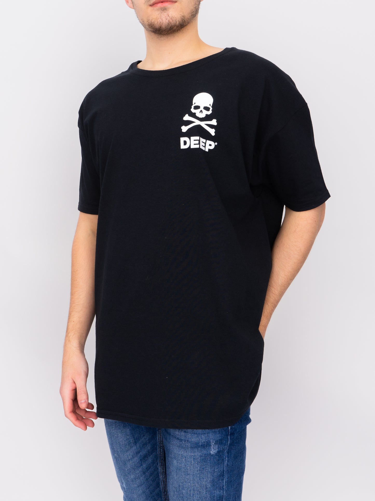Crossbones Oversize T-Shirt - Black / White - DEEP Clothing