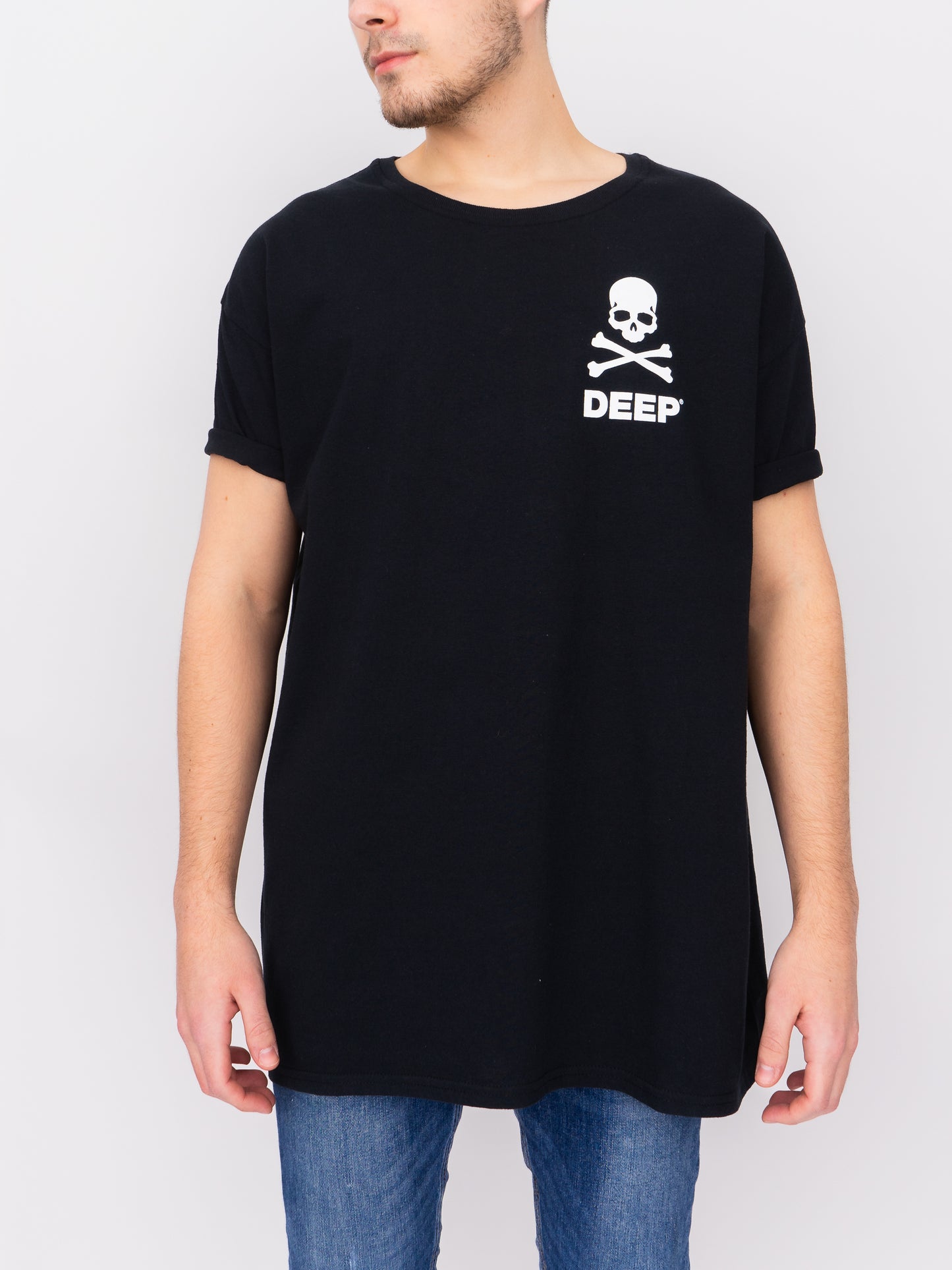 Crossbones Oversize T-Shirt - Black / White - DEEP Clothing