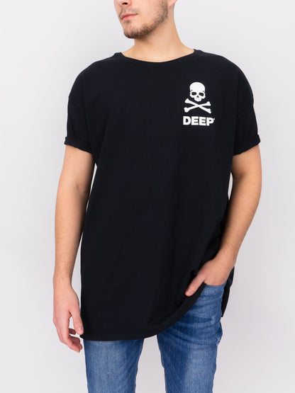 Crossbones Oversize T-Shirt - Black / White - DEEP Clothing