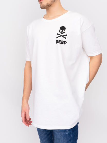 Crossbones Oversize T-Shirt - White / Black - DEEP Clothing