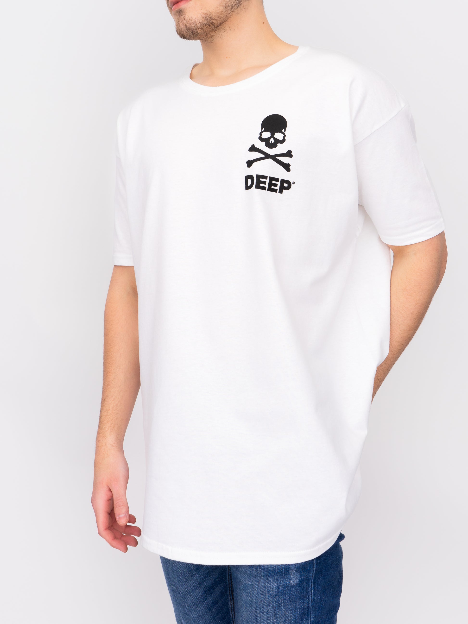 Crossbones Oversize T-Shirt - White / Black - DEEP Clothing