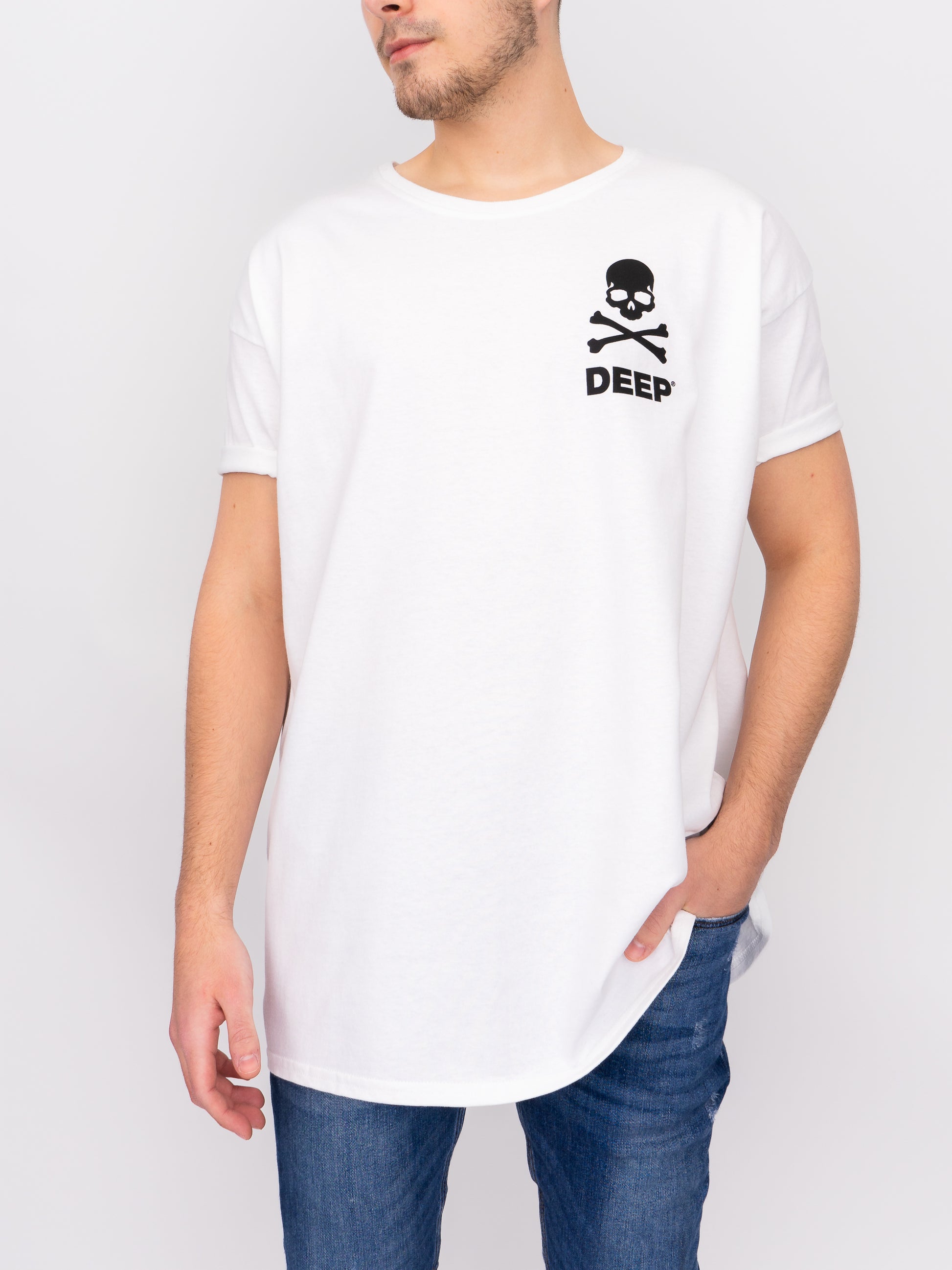 Crossbones Oversize T-Shirt - White / Black - DEEP Clothing