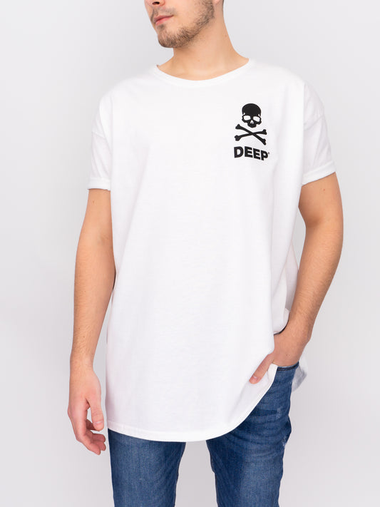 Crossbones Oversize T-Shirt - White / Black - DEEP Clothing