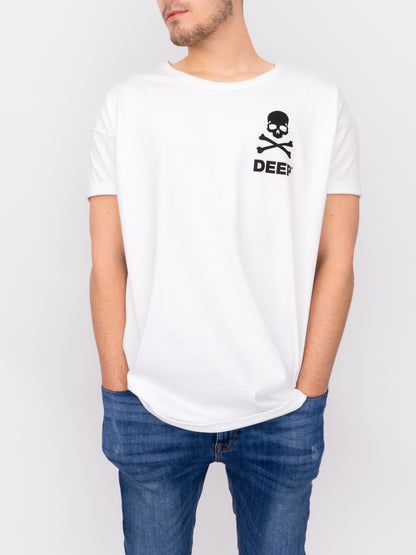 Crossbones Oversize T-Shirt - White / Black - DEEP Clothing