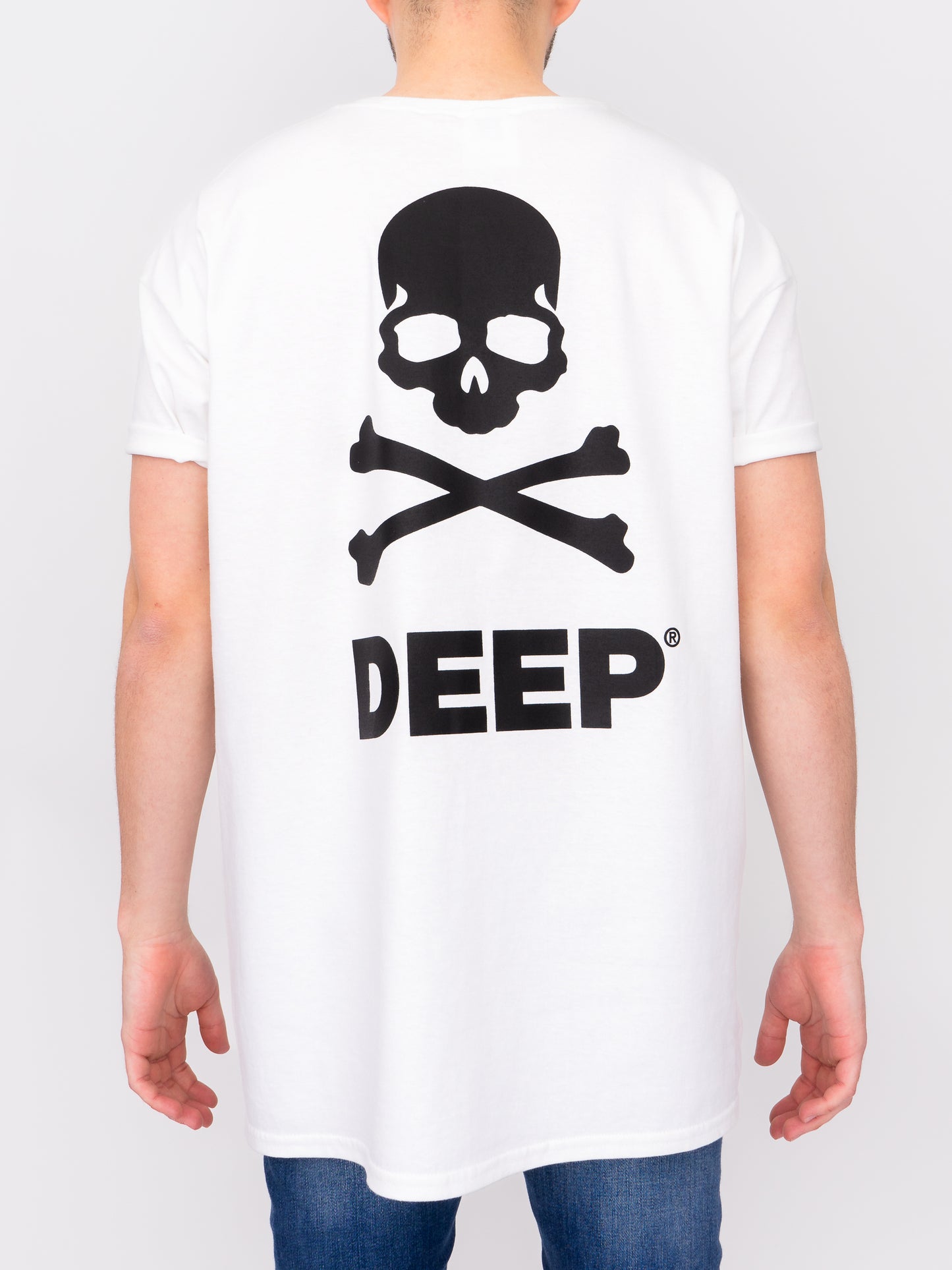 Crossbones Oversize T-Shirt - White / Black - DEEP Clothing