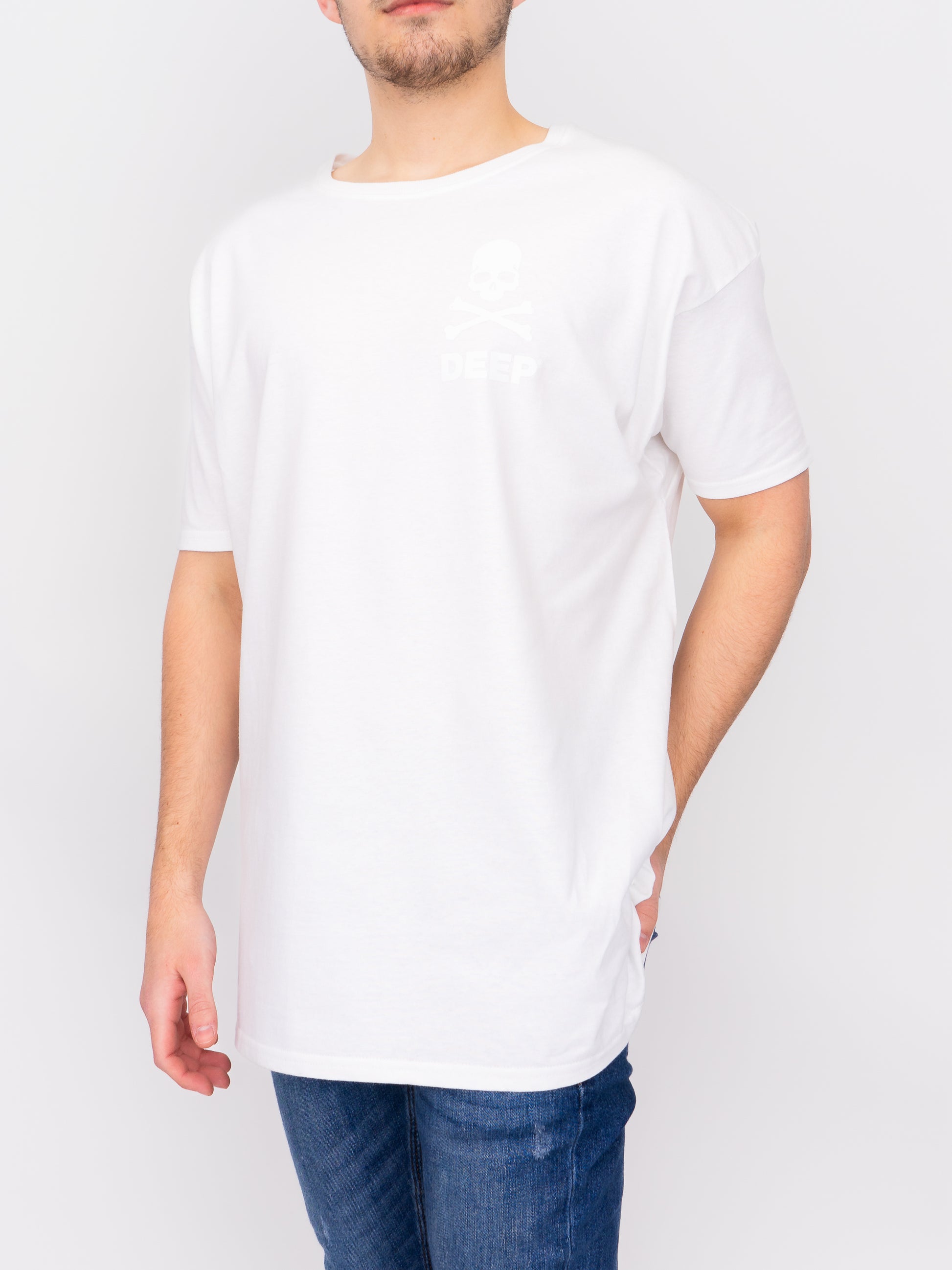 Crossbones Oversize T-Shirt - White / White - DEEP Clothing