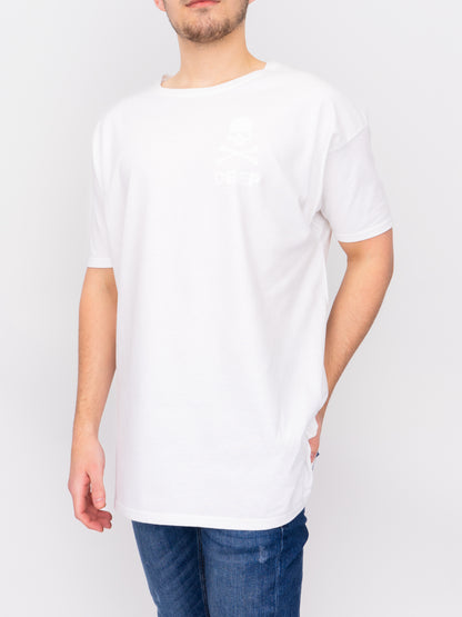 Crossbones Oversize T-Shirt - White / White - DEEP Clothing