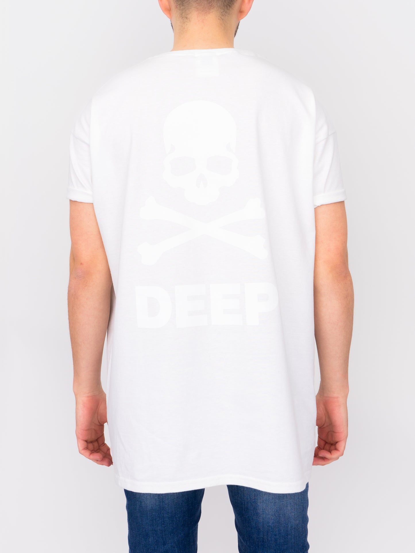 Crossbones Oversize T-Shirt - White / White - DEEP Clothing